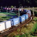 A containertrain on the 'Nord-Süd-Strecke' in Germany