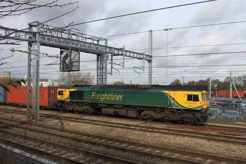 A Freightliner container train from Wentloog near Cardiff to Southampton. Photo credit: Geof Sheppard