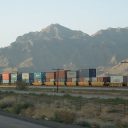 Freight double-stack train in USA, source: Wikipedia