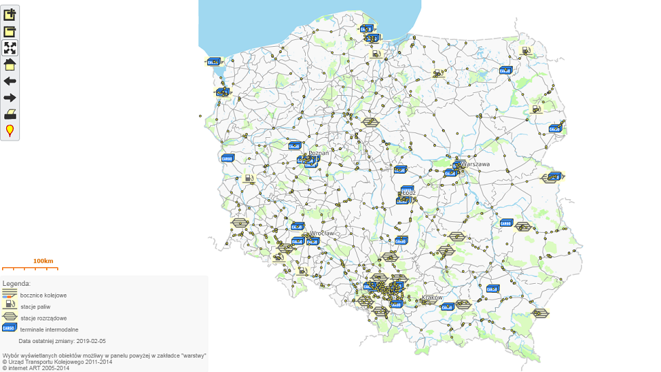 Intermodal map of Poland, source: Office of Rail Transport (UTK) 