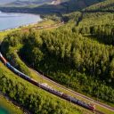 Russian container train near Lake Baikal, source: Russian Railways (RZD)
