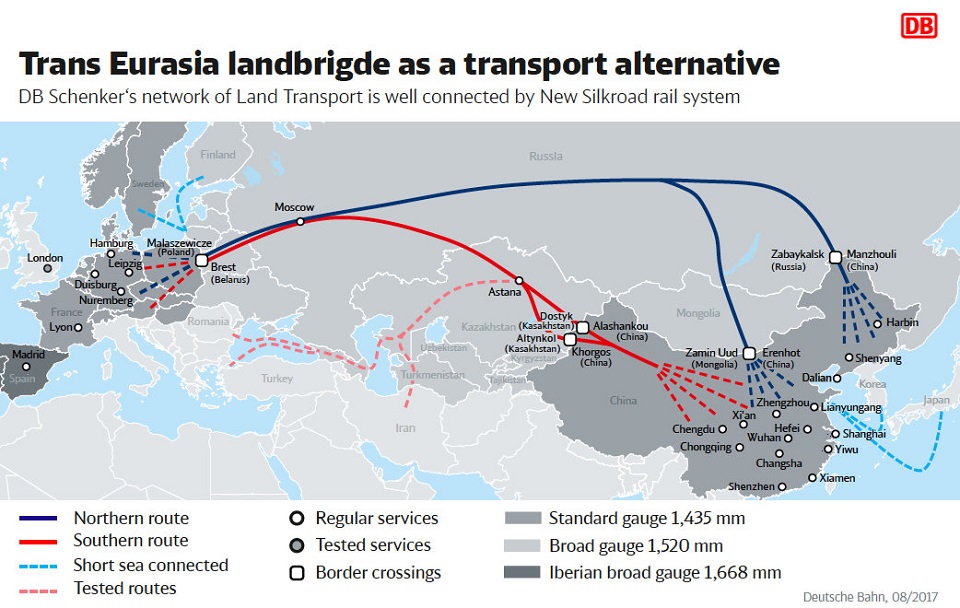 Trans Eurasia Landbridge, source: Deutsche Bahn