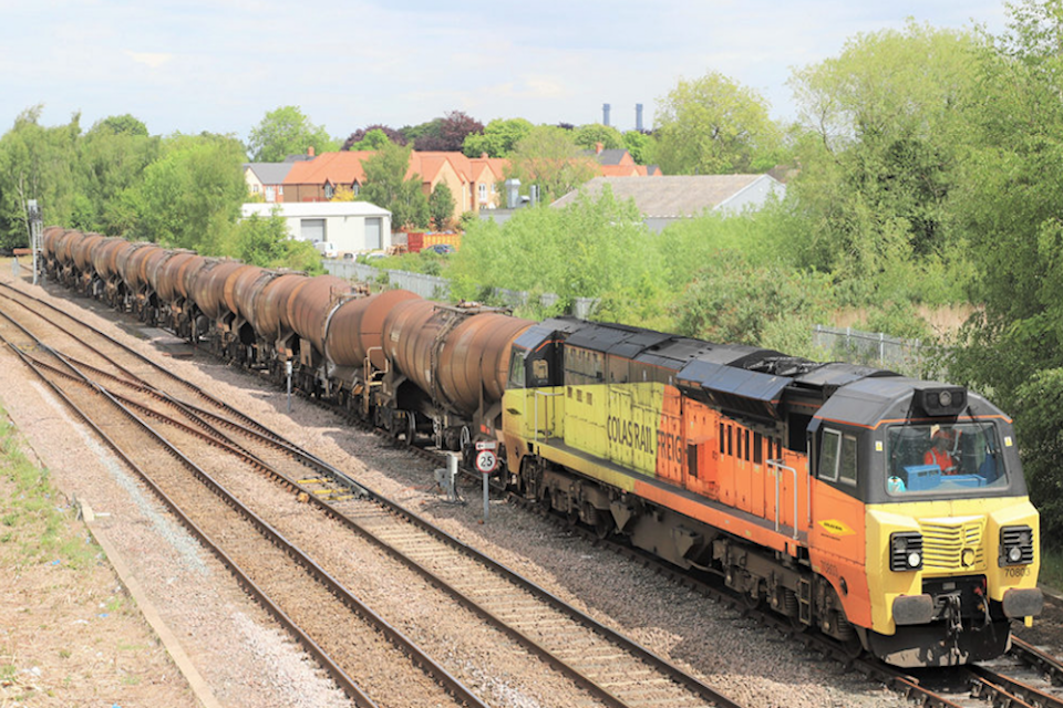 Colas class 70 hauling tankers
