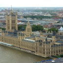 UK Parliament building, the Palace of Westminster from the air