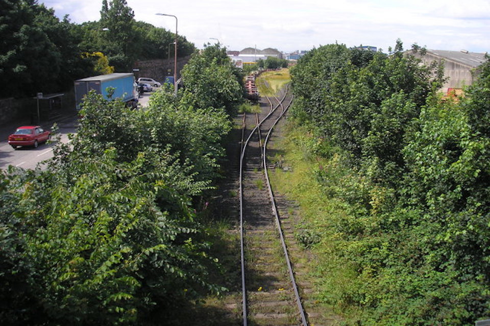 The overgrown railway line to Leith docks