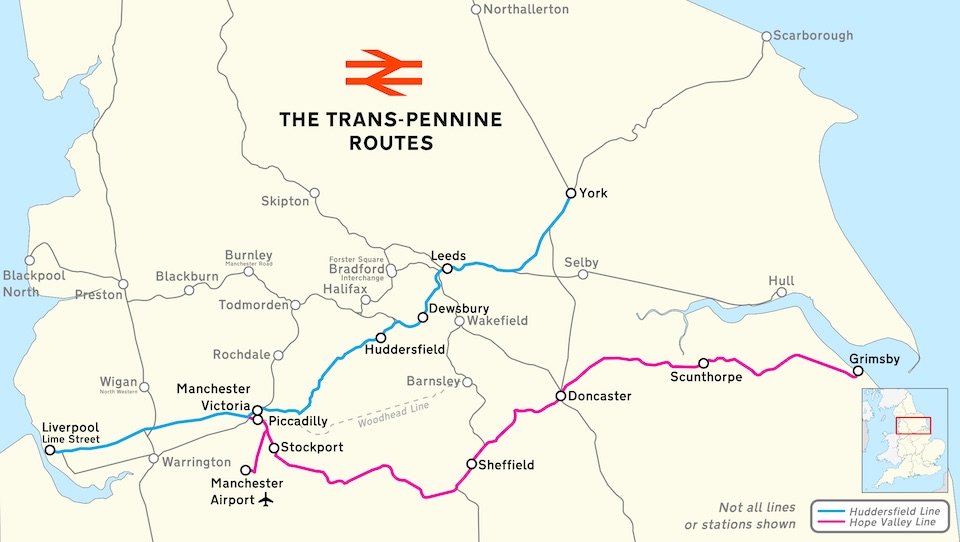 Map of the Transpennine Route