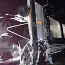 Badly damaged front of CrossCountry passenger train at night
