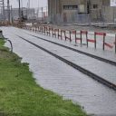 Flooded tracks in Port of Rotterdam