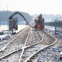 Rail and road mounted track laying vehicles working on sidings at the SEGRO Logistics Park Northampton development