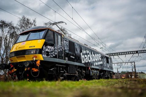 I am the backbone of the economy - special livery for a class 90 electric locomotive in service with DB Cargo UK