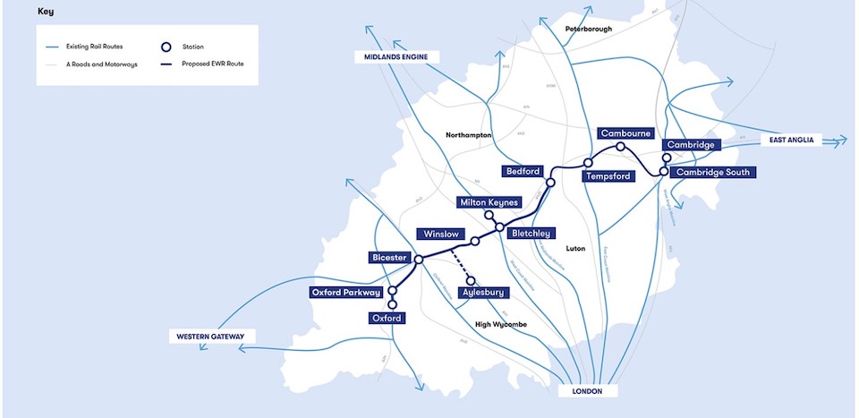 Official route preference map, showing interfaces with north-south main lines out of London and connections to Felixstowe in the east and Southampton in the south west