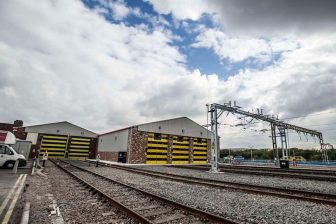 Empty tracks outside Allerton Depot in Liverpool