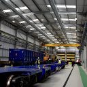 Inside GB Railfreight's new Maintenance Hub in Peterborough with the electrically operated doors closed