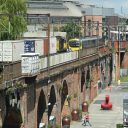 Freight and passenger services cross on the Castlefield Corridor